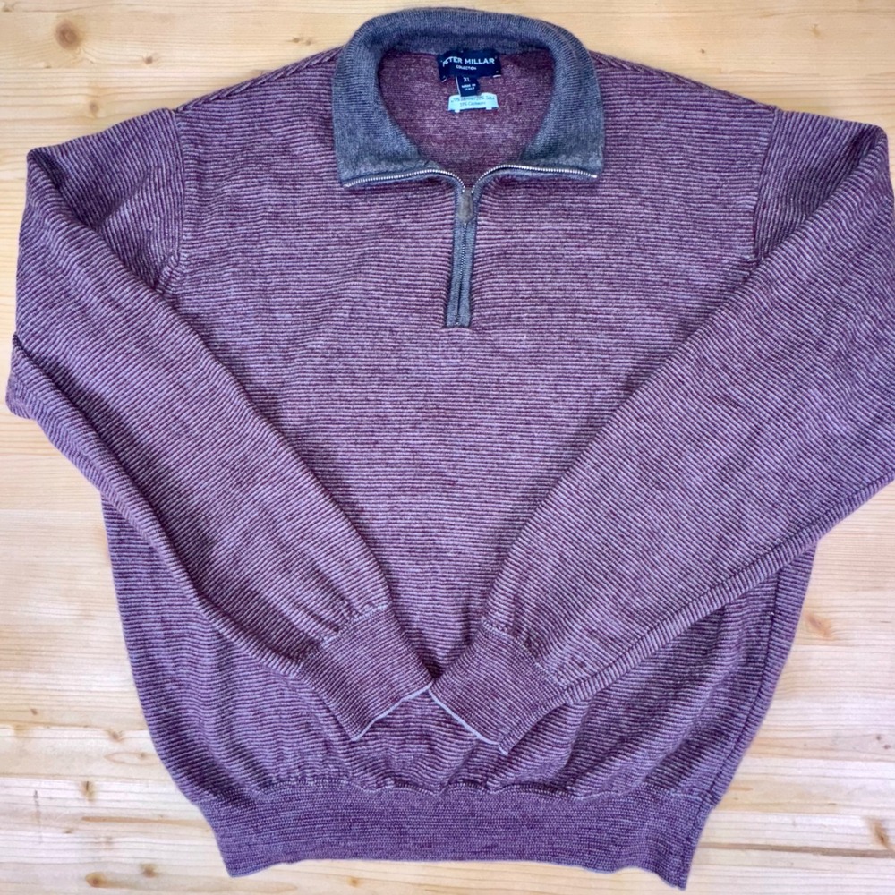 Peter Millar Collection 1/4 Zip Sweater XL Made in Italy Merino Silk Cashmere‎